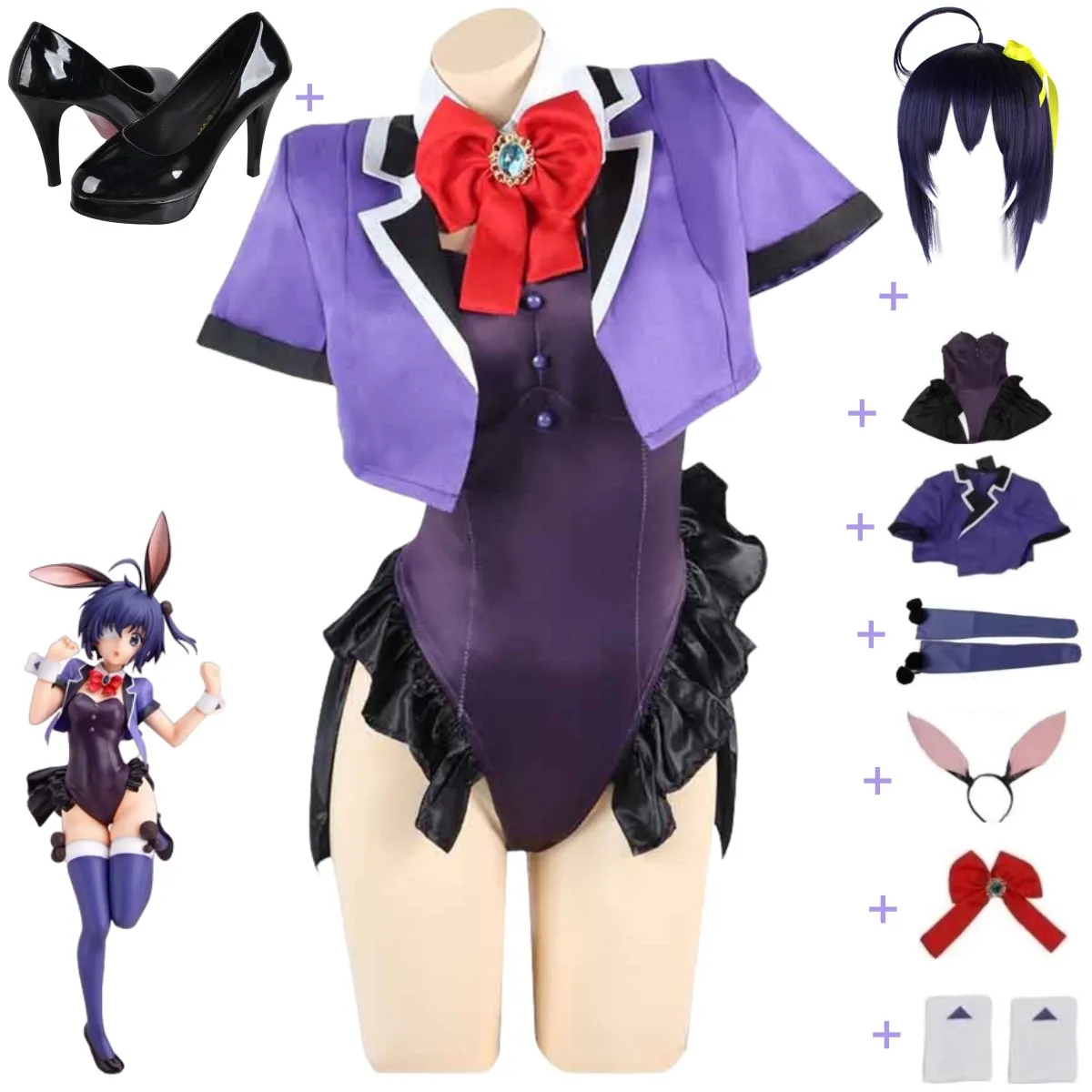 

Anime Love, Chunibyo & Other Delusions Takanashi Rikka Cosplay Costume Bunny Girl Uniform Wig Shoes Woman Sexy Carnival Suit
