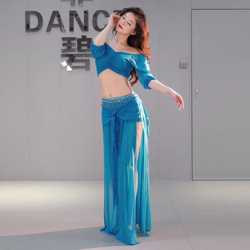 New Belly Dance Costume Set Oriental Performance Outfit with Mesh