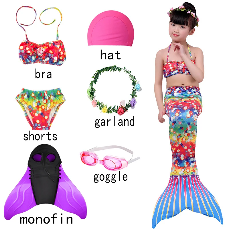 

Kids Mermaid Costumes Swimsuit Bikini Flipper Mermaid Tails Swimsuit Can Add Monofin for Swimming Mermaid Tail Costumes