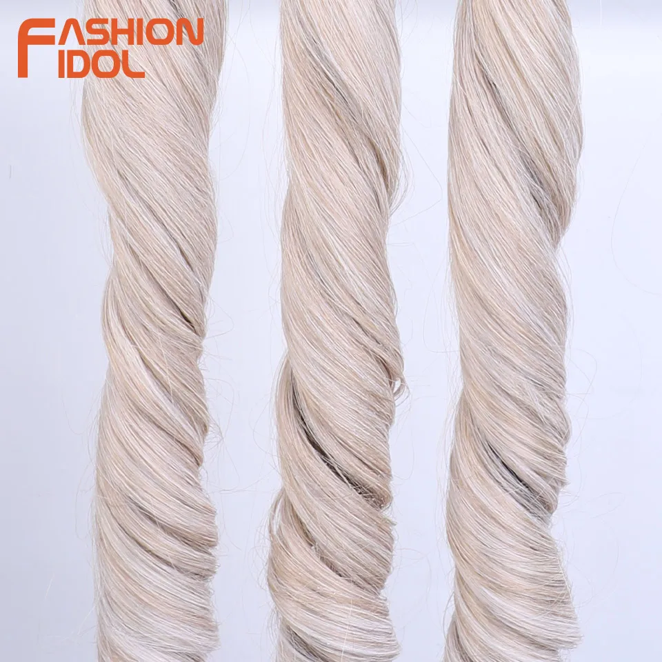 FASHION IDOL 18 Inch French Curly Crochet Braiding Hair Synthetic Blonde Loose Wave Braids Hair Spiral Curls Hair Extensions 6