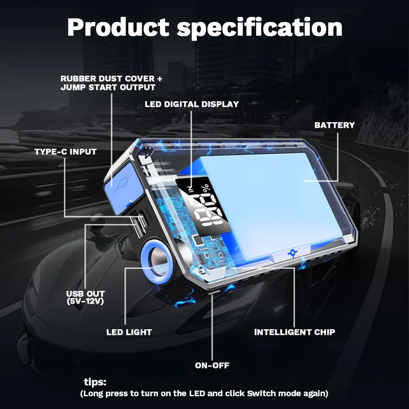 Power Bank per Avviamento d'Emergenza di Automobili, Batteria Esterna 12V, Dispositivo di Avviamento di Emergenza - immagine 4