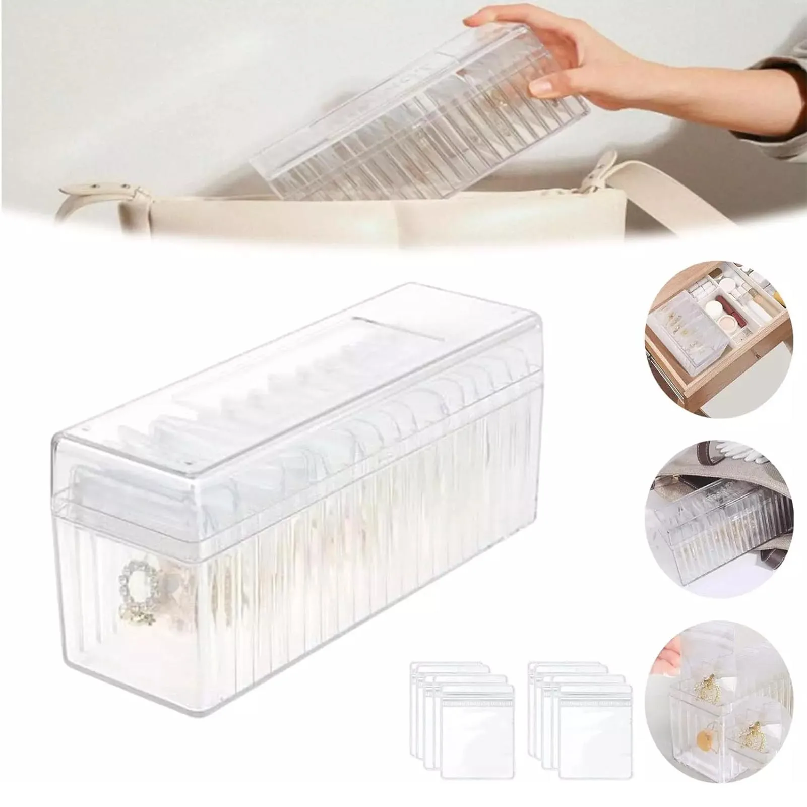

Акриловая шкатулка для ювелирных изделий, органайзер, прозрачная витрина для хранения ювелирных изделий, для серег, колец, ожерелий