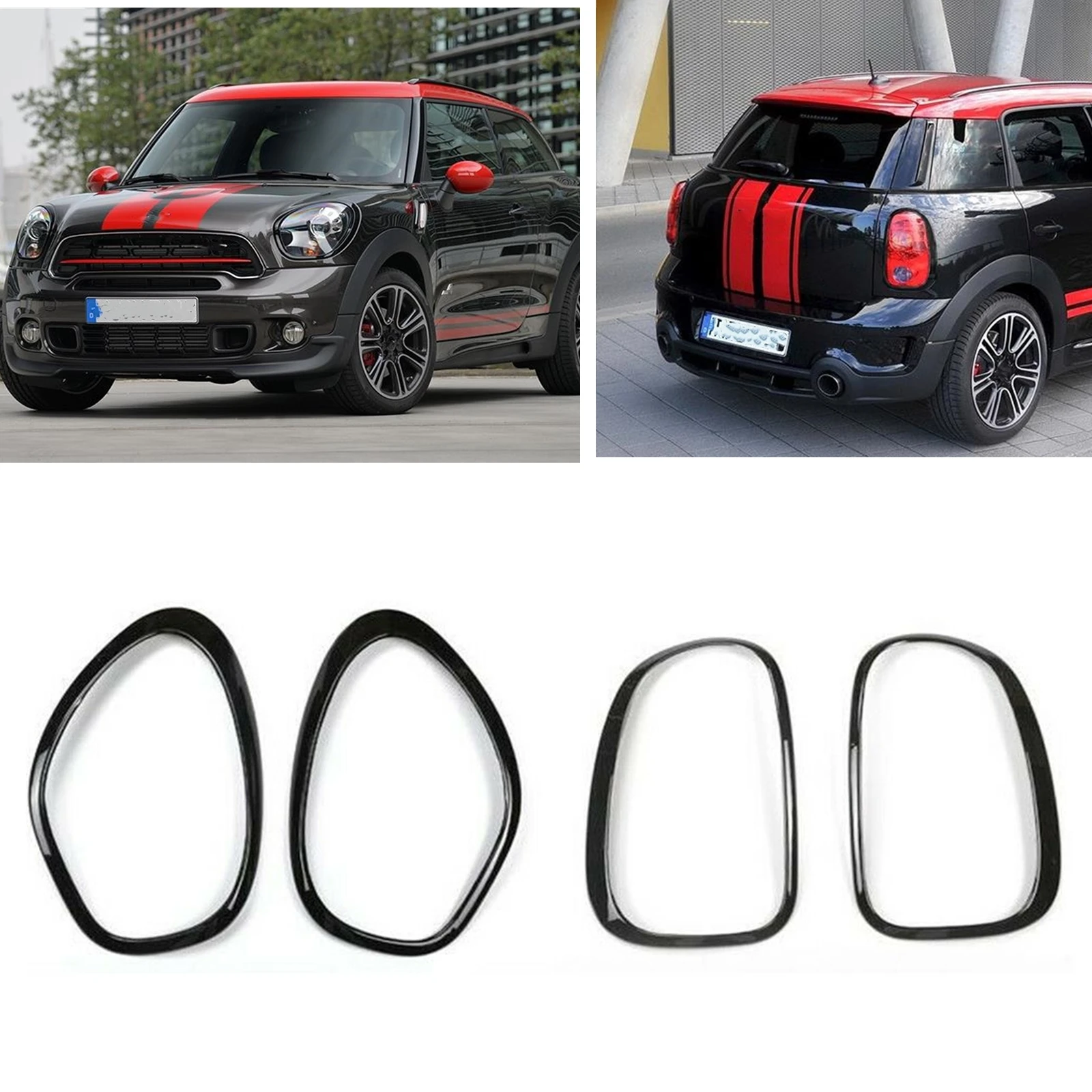 

Front Head Light & Rear Lamp Trim Cover Frame Sticker Headlight Rim Strip For Mini R60 Countryman 2011-2016