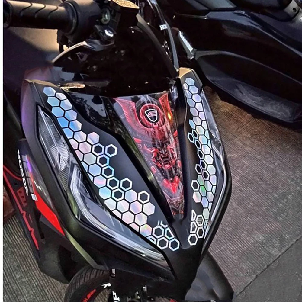 Motorcycle Stickers Motorcycle Honeycomb Decals Reflective Stickers Multicolor Decorative Sticker Motorbike Bumper Ornament Modification Accessories