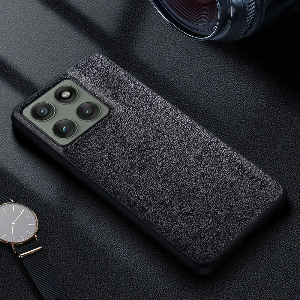 Premium Luxury Leather Phone Case - Retro Business Style Solid Color Cover