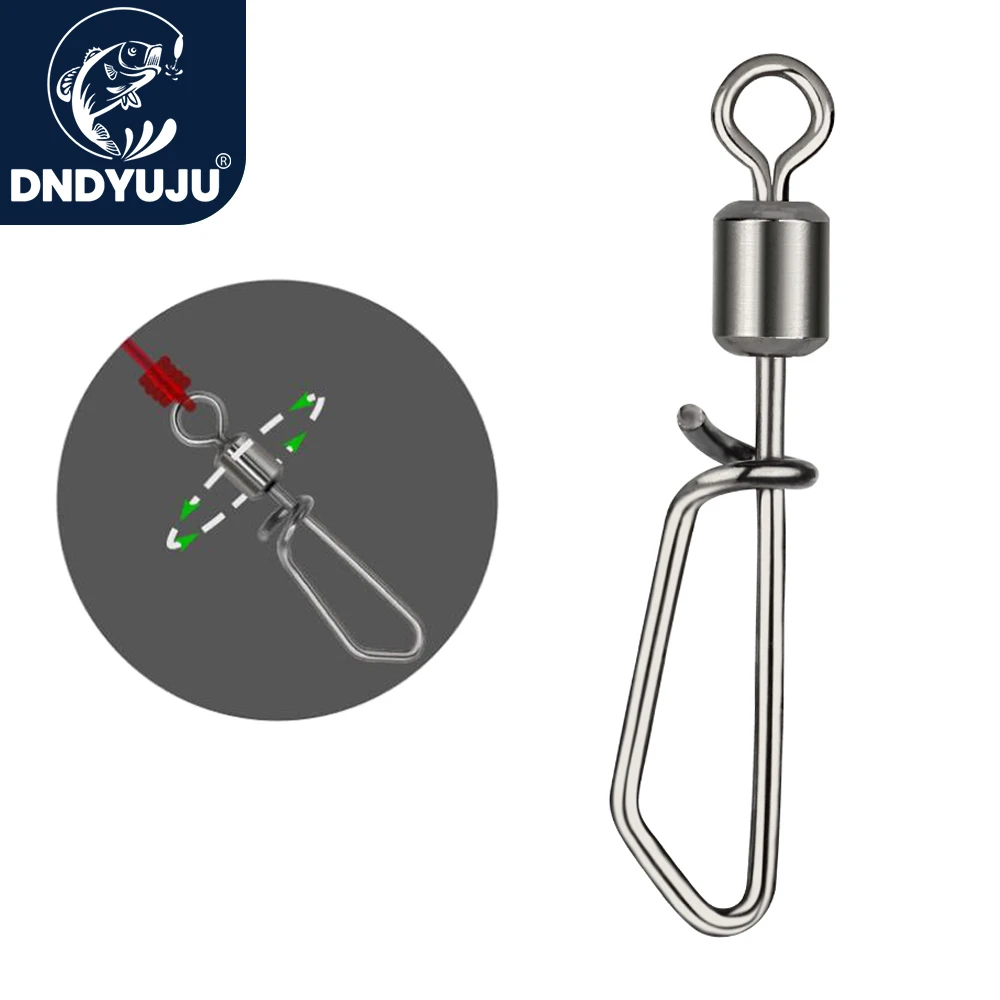 DNDYUJU 10-50X Fishing Swivels With Interlock Snap Pin Rolling Swivel Stainless Steel Fishhooks Lure Carp Connector Fishing Tool