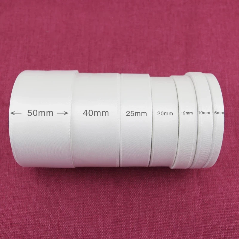 25 Yards/Roll White Single Face Satin Ribbon Wholesale Gift Wrapping Christmas Handmade DIY Ribbons