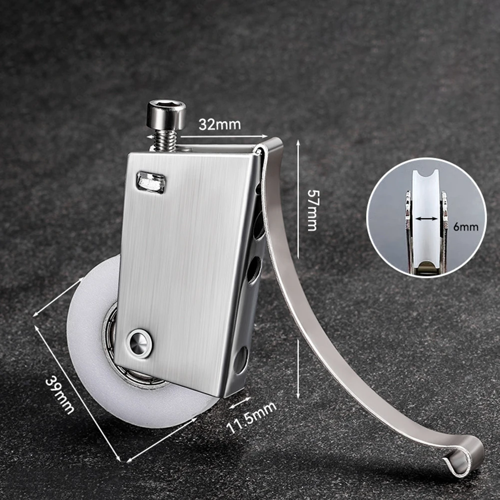 2pcs Cabinet Pulleys Mute Double Wheels Casement Pulley Cabinet Sliding Wheel Hardware Stainless Steel Nylon Door Pulley