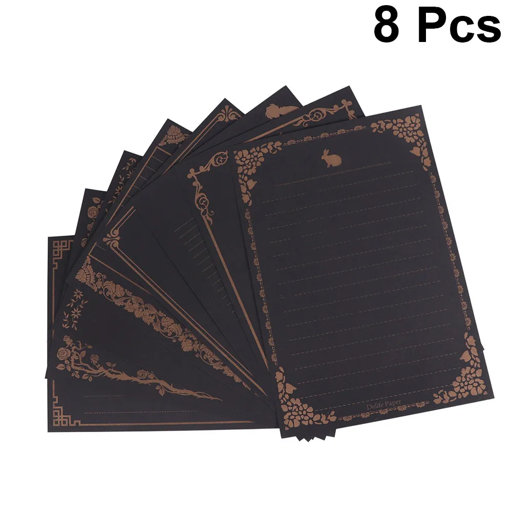 8Pcs 크리 에이 티브 빈티지 편지 쓰기 용지 홈 오피스 학교 감정 손으로 쓴 프리미엄 크래프트 문구 세트