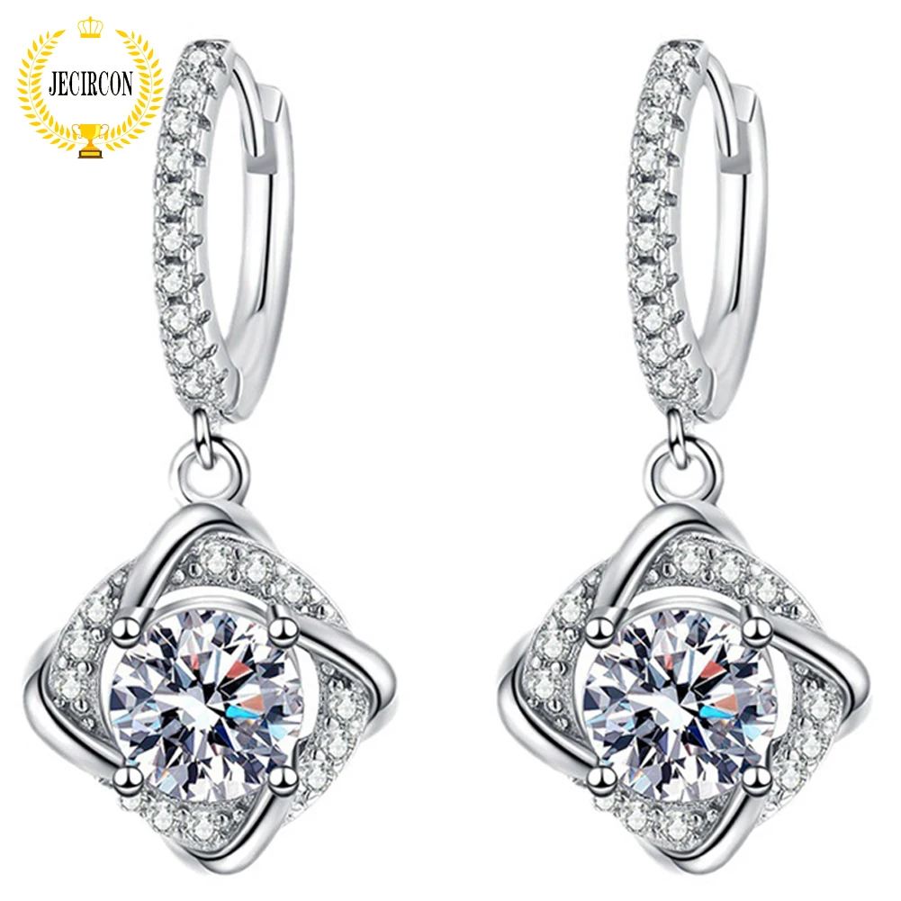 

JECIRCON European and American 1ct Moissanite Drop Earrings for Women Fashion High-end Windmill Ear Pendants 925 Sterling Silver