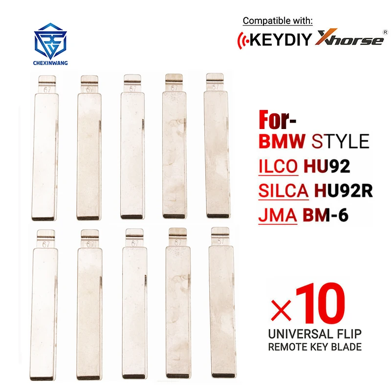 

10Pcs/Lot #67 Uncut Blank Flip Metal Key Blade HU92 for BMW for KD keydiy xhorse VVDI Remotes Universal Key Car-styling