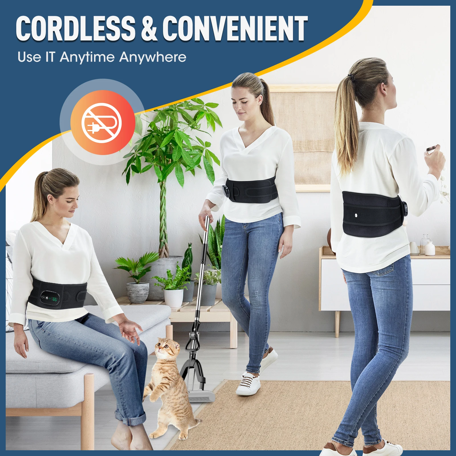 Heating Vibration Waist Massage Belt Red Light Therapy Belt Spine Decompression Lumbar Support Brace Relax Muscle Waist Massager