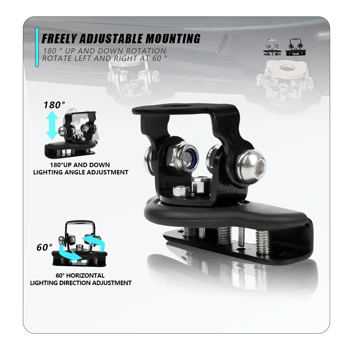 Car Light Bracket 2pcs Stainless Steel Universal Car A-Pillar Hood LED Work Light Bracket Holder Clamp
