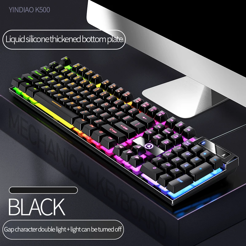YINDIAO clavier de jeu filaire ordinateurs portables ordinateurs de bureau PC ordinateur accessoires de bureau claviers de joueur à profil bas avec pavé numérique