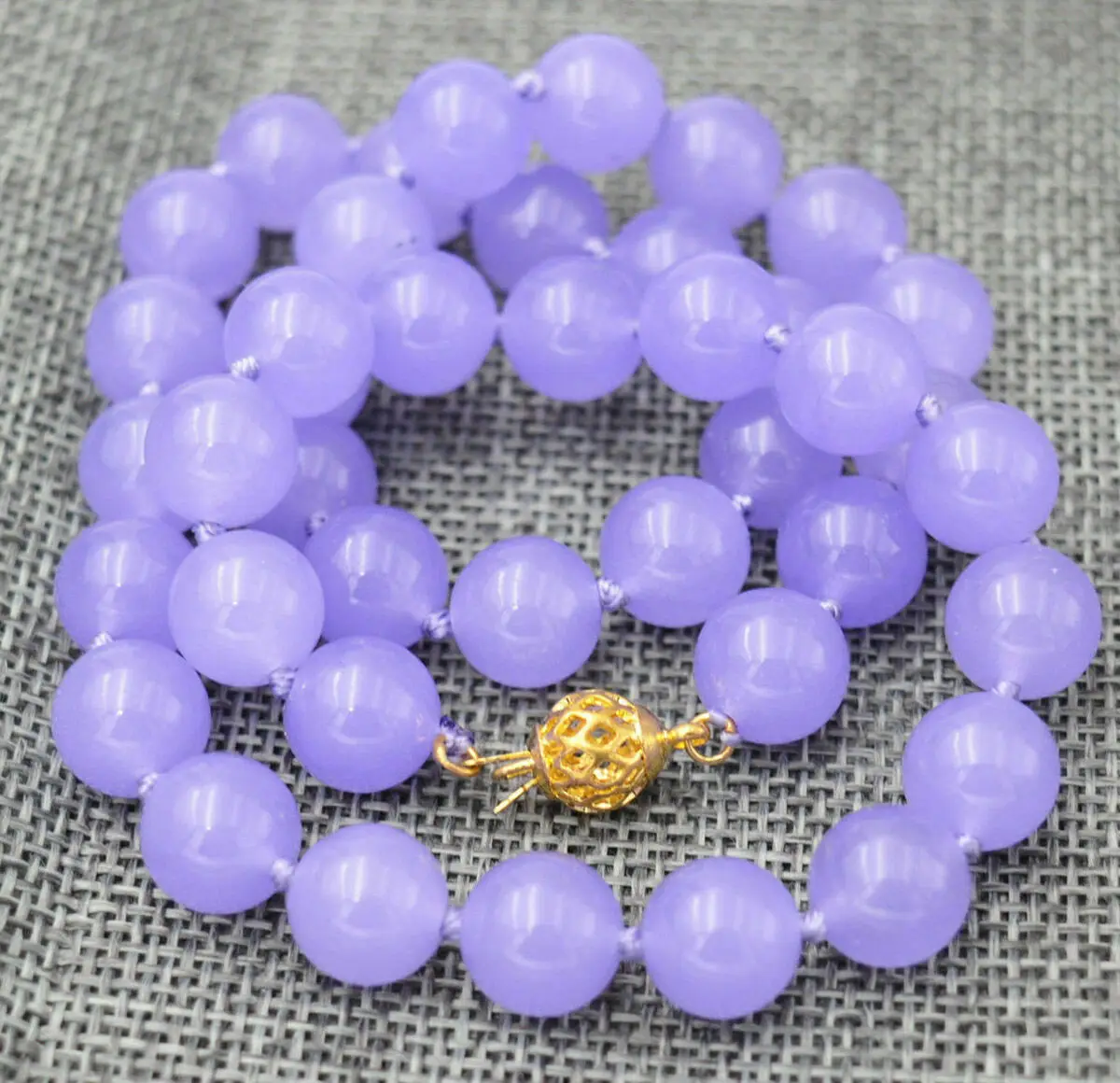 Pretty Fashion 8mm Natural Purple Jade Round Gemstone Beads Necklace 18''