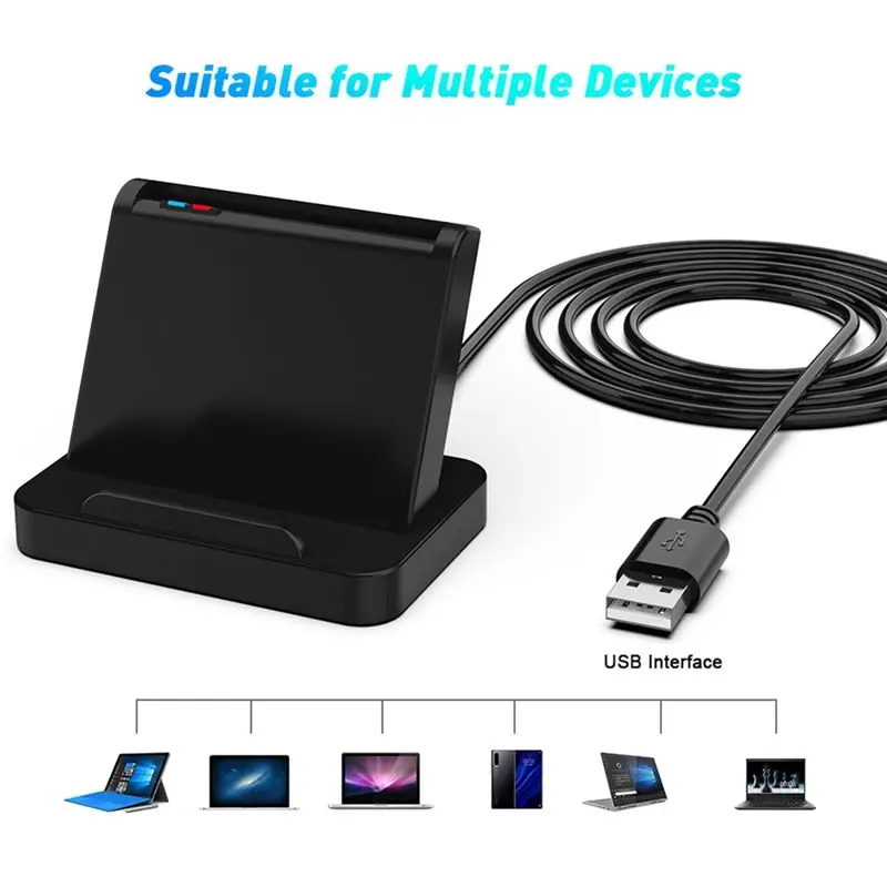 스마트 카드 리더 USB CAC IC ATM 스마트 카드 리더 범용 SIM 카드 리더 USB-CCID ISO 커넥터 Windows Linux용 내구성