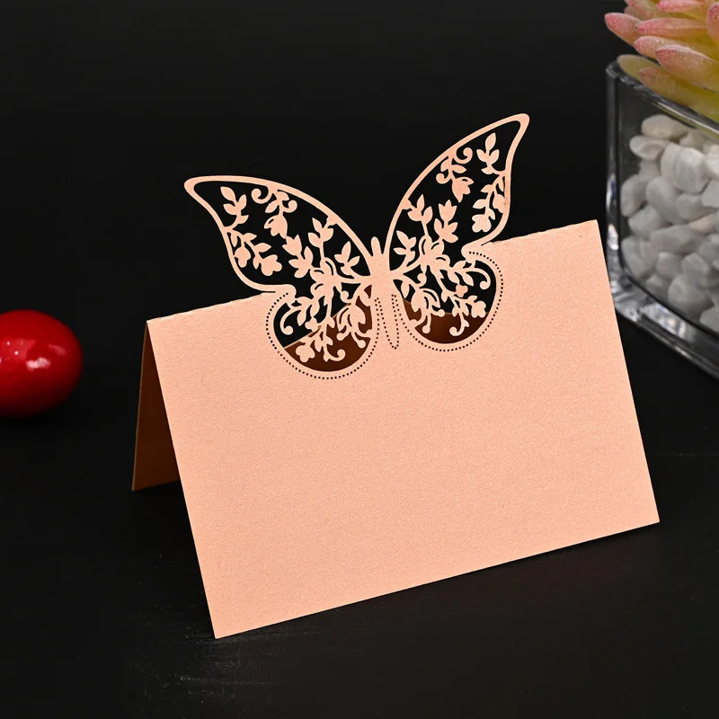 50pcs Laser Hollowed Out Seat Card Wedding Sign in Butterfly Decoration Name Table Creative Wedding Guest Seat Card Personality wedding table cards,wedding name cards