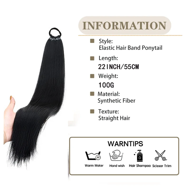 H&STAR 22inch Synthetic Ponytail Extensions  With Hair Tie Wrap Around Hair Braid Extensions  Rubber Band Hair Ring  Braid DIY