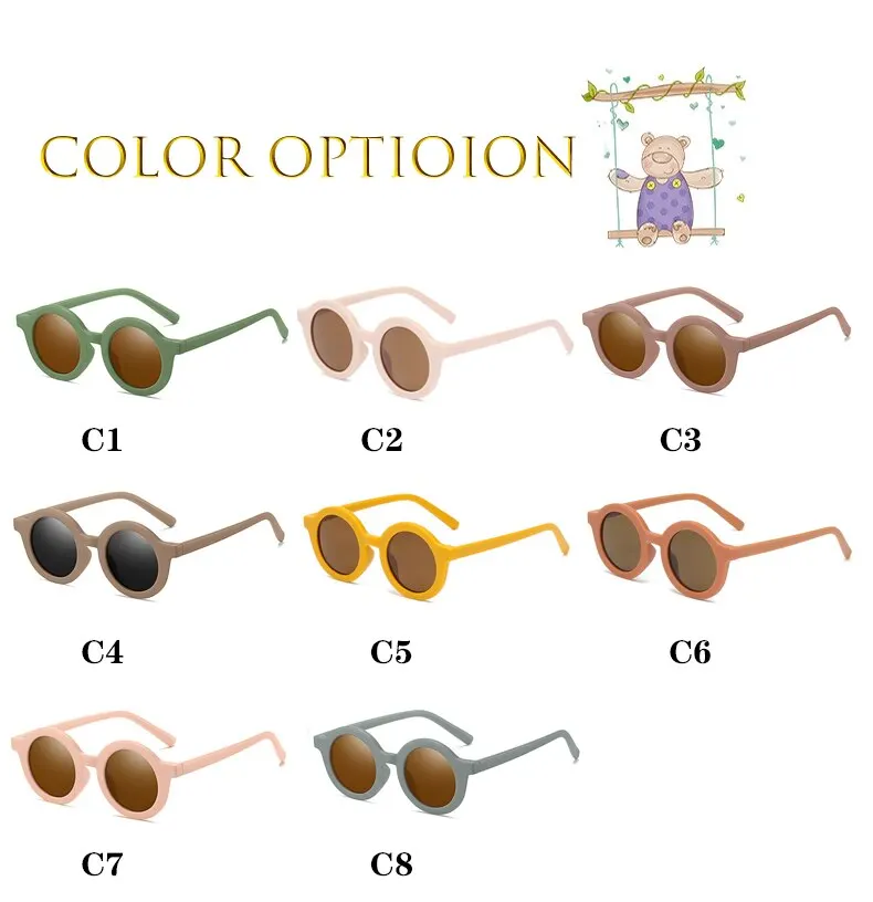 Ragazzo Ragazza Cute Baby Moda Bambini Occhiali da sole rotondi retrò Protezione UV Occhiali da sole classici per bambini_voghion.com