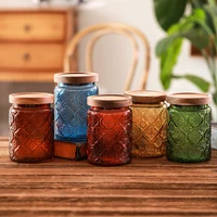 Color Retro Begonia Glass Storage Tank Household Kitchen Dried Tangerine Peel Miscellaneous Grains Sealed Jar Storage Tank 1