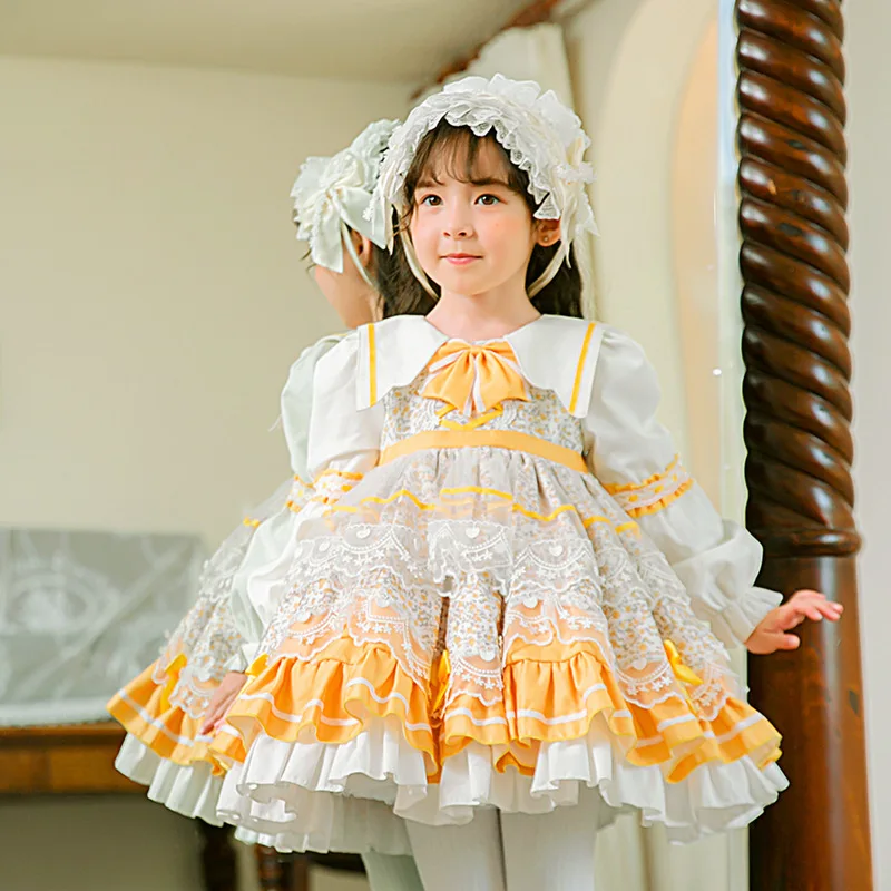

Autumn Winter Girls Spain Lolita Long sleeve Court Dress Kids Ball Gowns Baby girl outfit Children's Lace kids Dressses