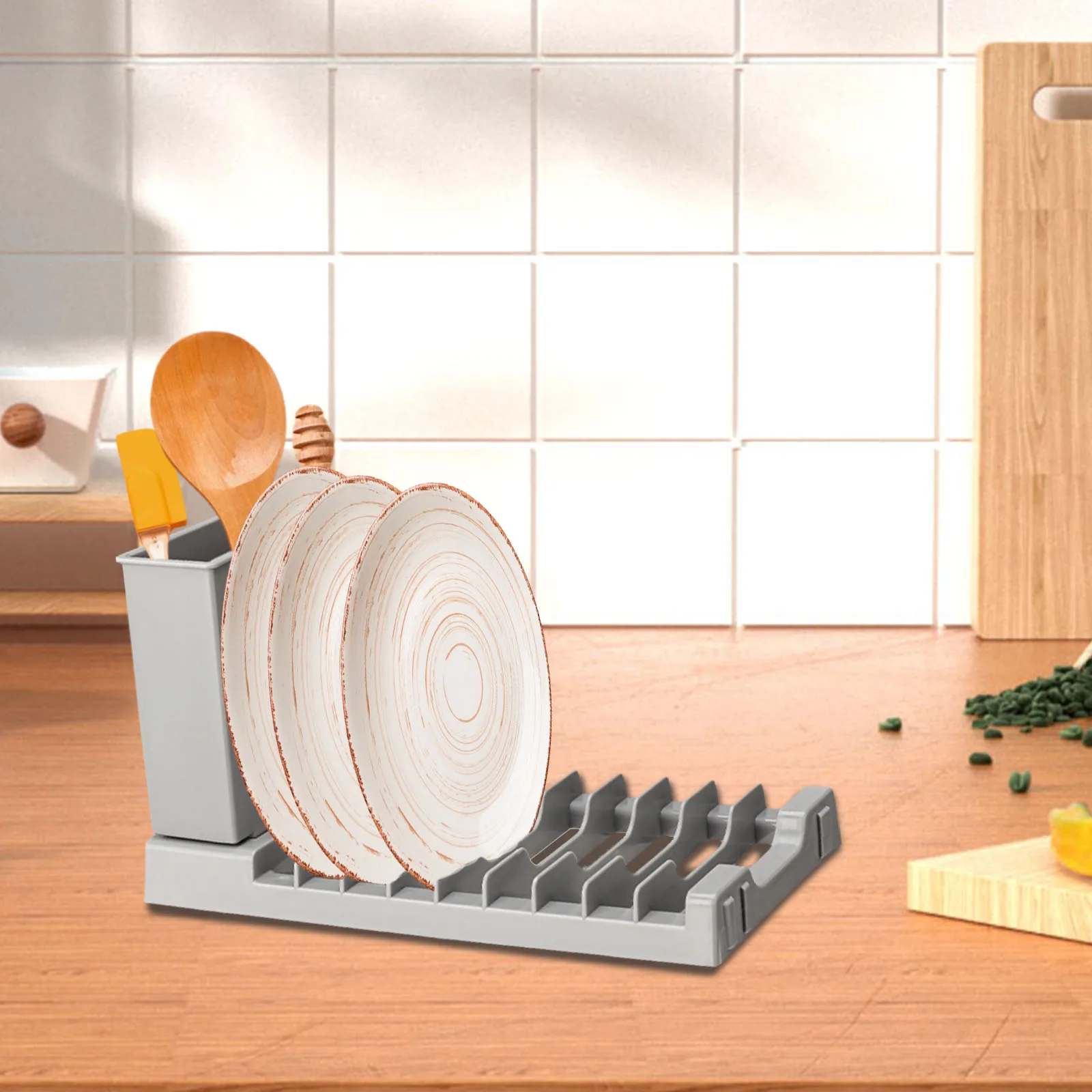 Foldable Dish Rack Dish Drying Rack Vertical Dish Storage Organizer Multifunctional Kitchen Gadgets Utensil Holder Space Saving 6