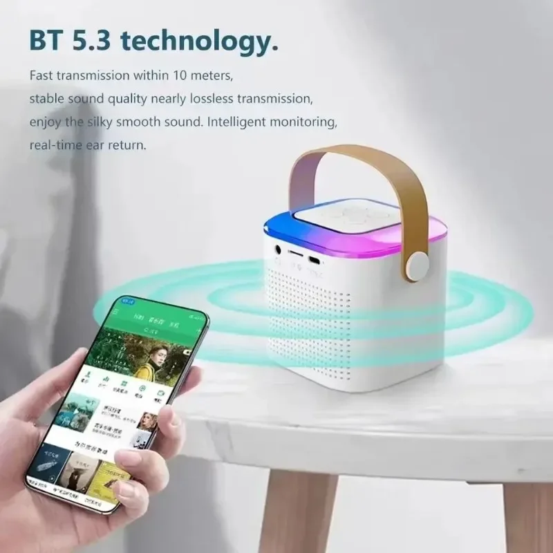 Karaoke Machine Bluetooth 5.3 PA Speaker System with 1-2 Wireless Microphones for Home Family Singing Y1 bluetooth speaker