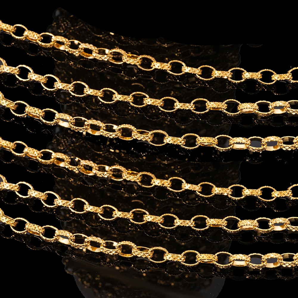 1 Meter 18 Karat Gold, PVD-beschichteter Edelstahl, ovale runde Gliederketten für Punk-Schmuck, Halskette, Basteln, Herstellung von Zubehör, Dekor – Detail 3