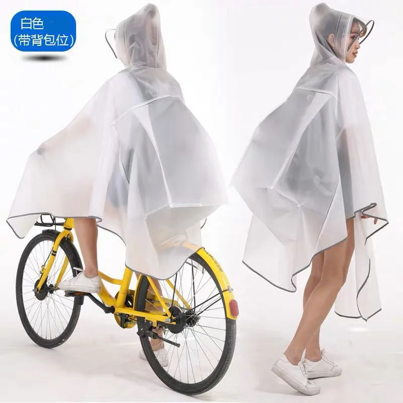 EVA Raincoat for Bicycle Cycling Poncho Bagpack Design Adult Rainwear Transparent Reflective Strip Wind-resistant Raincoat raincoat poncho
