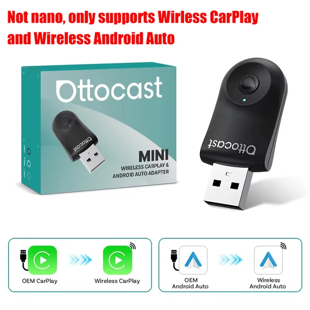 OTTOCAST Nano AI BOX Wirelss Carplay Android Auto AdaPter Android
