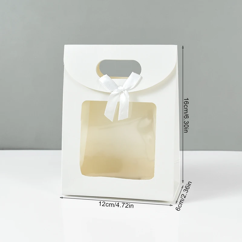 10/20pcs 투명 창 결혼식 호의와 블랙 화이트 선물 상자 생일 파티 사탕 스낵 비스킷 포장 가방 크리스마스 선물