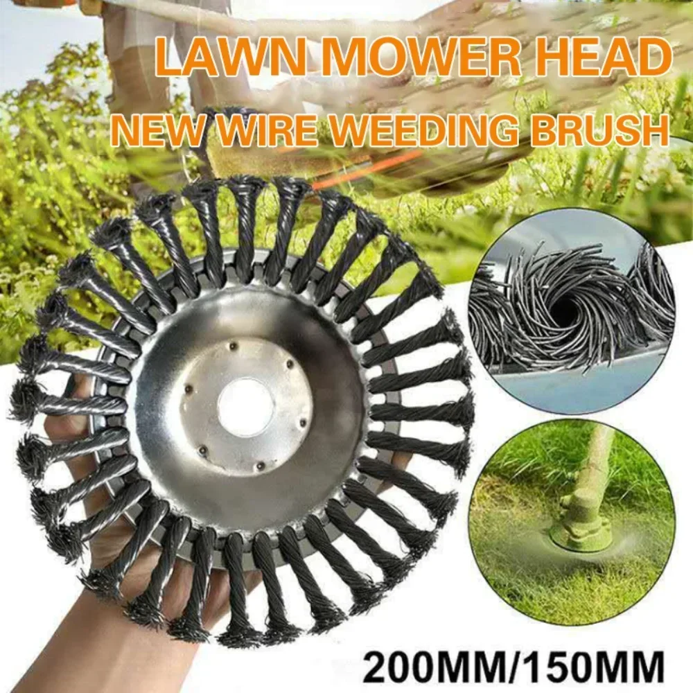Upgrade 6/8/10 Inch Weed Brush Cutter Head Lawn Mower Universal Grass Trimmer Head Steel Wire Wheel Brush Garden Trimmer