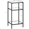 3-Tier Side Table, Set of 2 End Tables with Tempered Glass, Nightstands with Storage Shelves, Slim Sofa Table for Living Room, 3