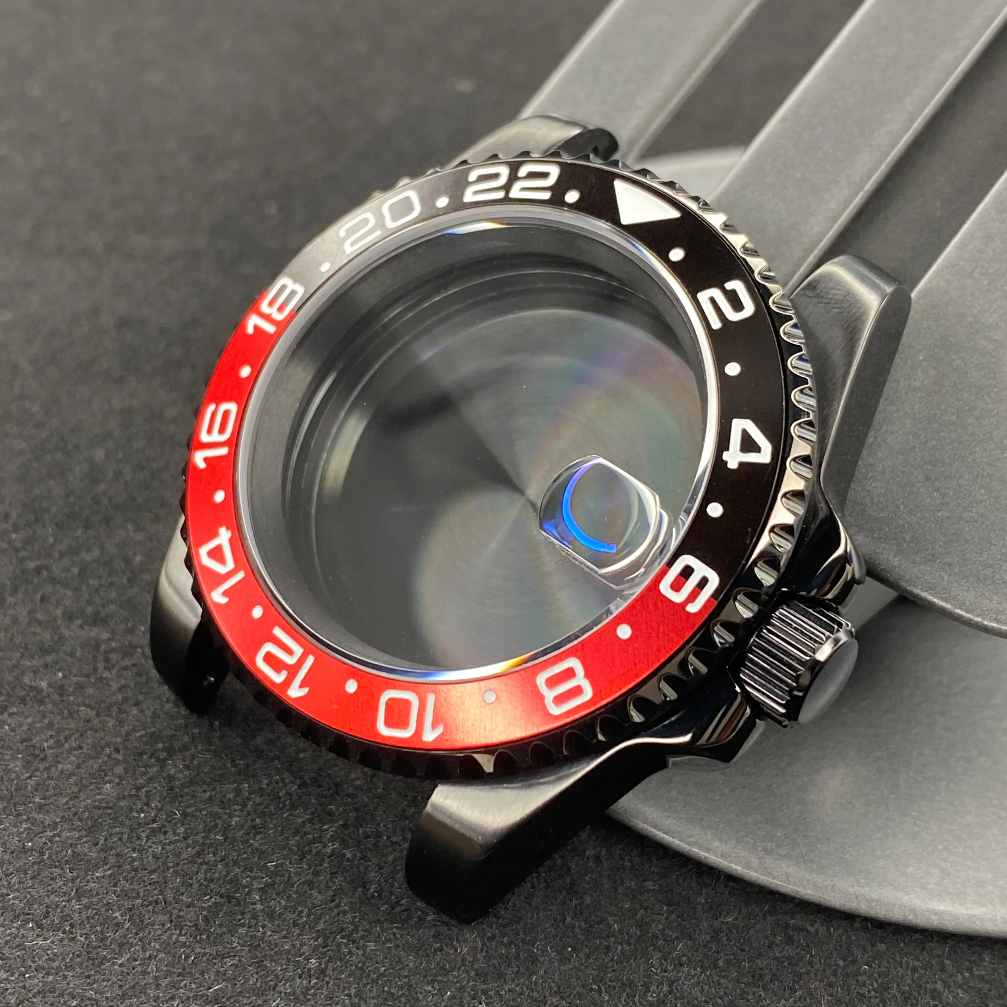 Elegant 40mm Black Watch Case with 120-Click Bezel for Automatic Mechanical Movement - Premium Dial Accessories