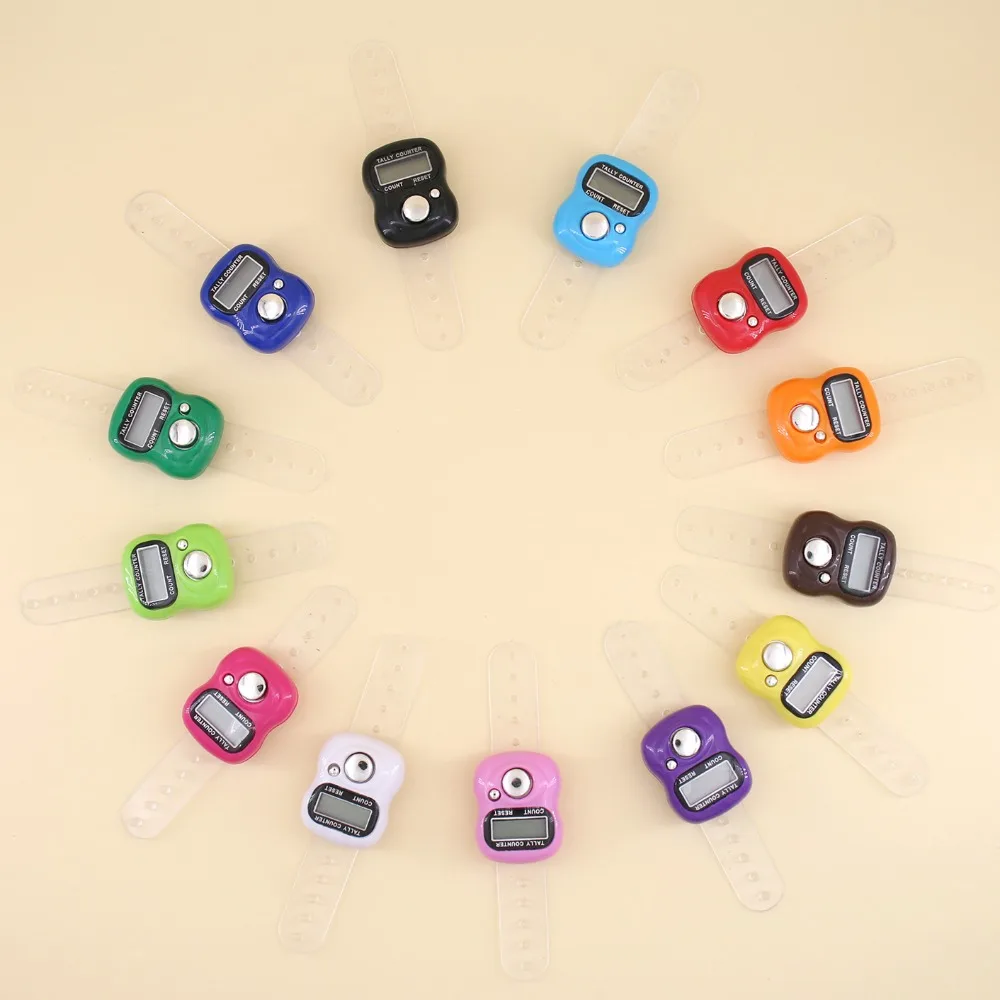 Hand Tally Counter Electronic Counter Mini Row Finger Counter and Stitch Marker LCD Electronic Digital Tally Counter for Sewing Knitting Weave Tool