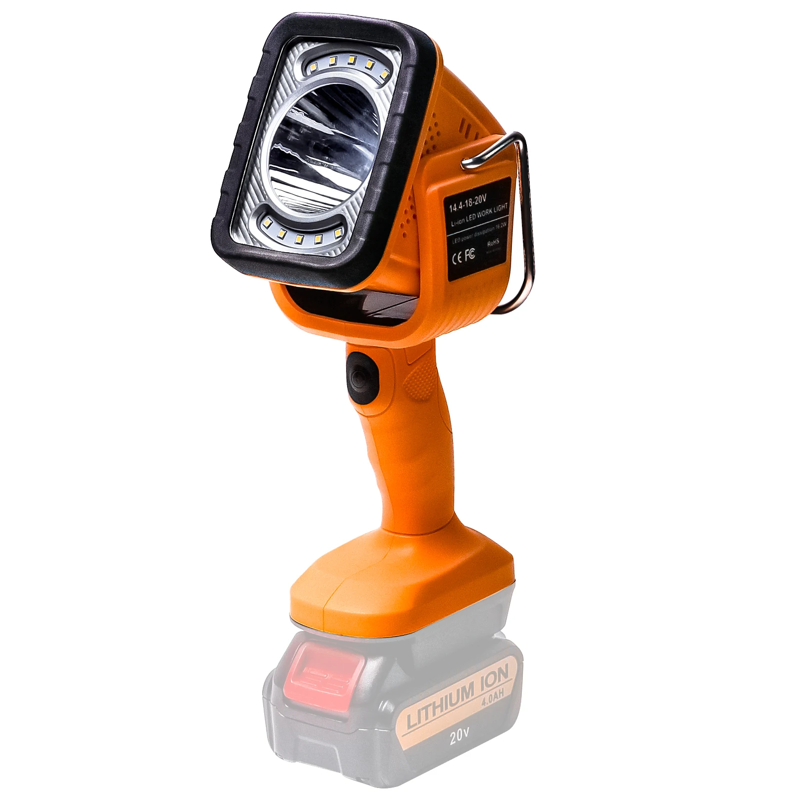 

Для Dewalt 14,4 В-18 в 16,2 Вт, рабочий Портативный внешний фонарь, фонарик, двойной источник света, вертикальная лампа, литий-ионная батарея