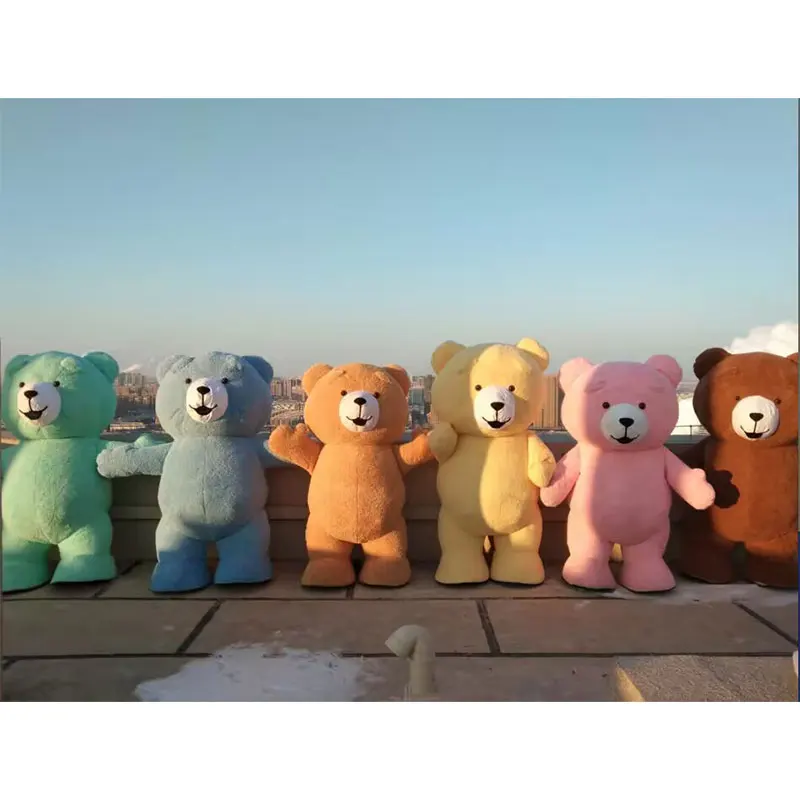 Teddy Bear Plush Doll Colorful Inflatable Mascot Costume Cute Funny Bear Clothing Cartoon Cosplay Dress Up Jumpsuits