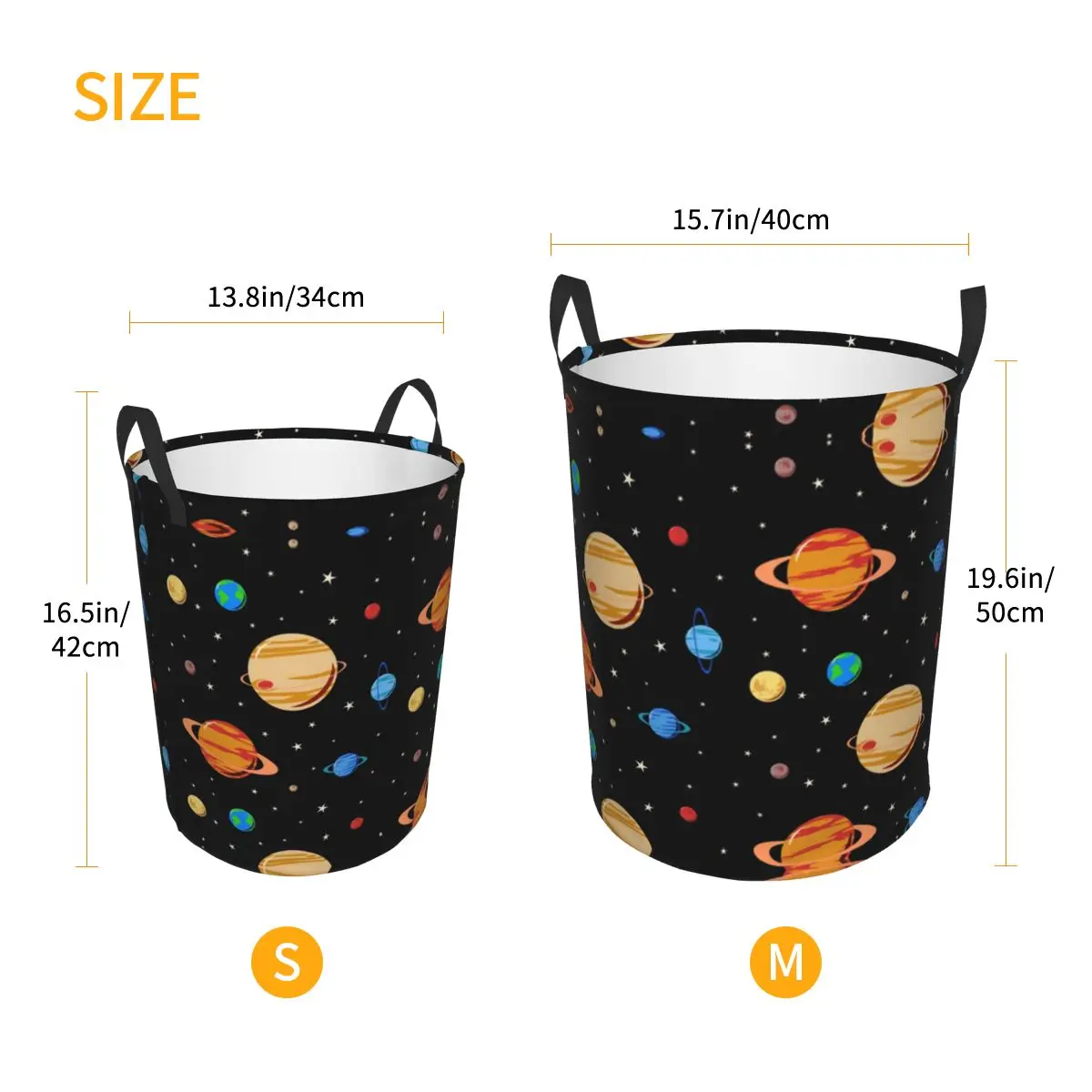 Cute Planets Pattern Laundry Basket Foldable Space Galaxy Universe Clothes Toy Hamper Storage Bin for Kids Nursery