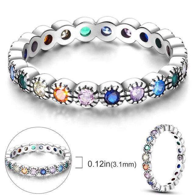 New Silver 925 Ring Stackable Infinite Heart Daisy Flower for Women Original Silver 925 Rings Brand Jewelry Gift
