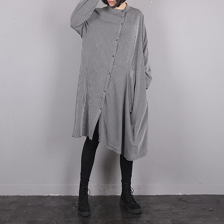 

Autumn Spring Women Casual Loose Shirt Dresses Irregular Long Sleeve Striped Party Dress 2023 Vintage Dress Vestidos Plus Size