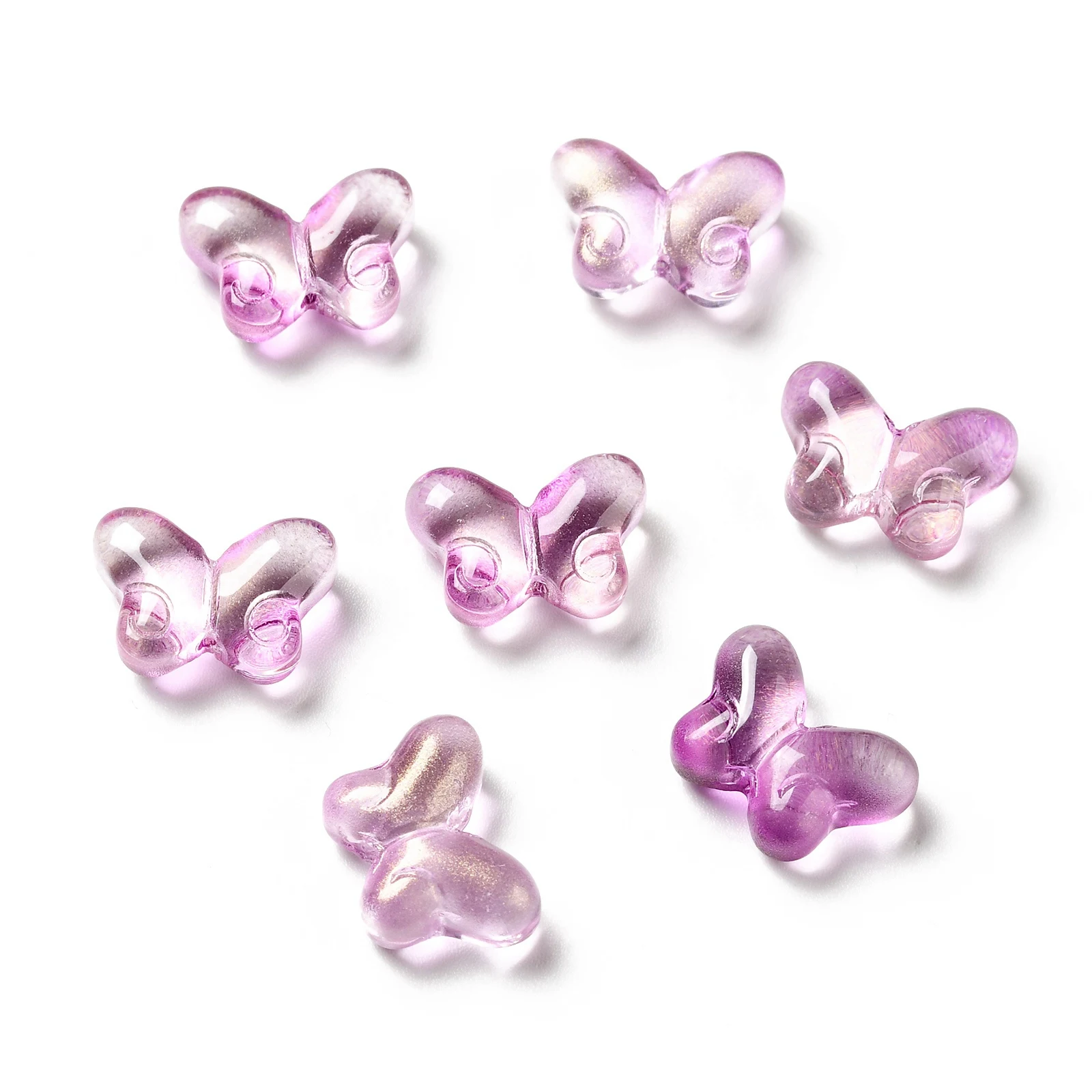 200pcs Butterfly Transparent Glass Charms Beads Loose Spacer Beads For Women Jewelry Making Diy Earrings Bracelet Accessories