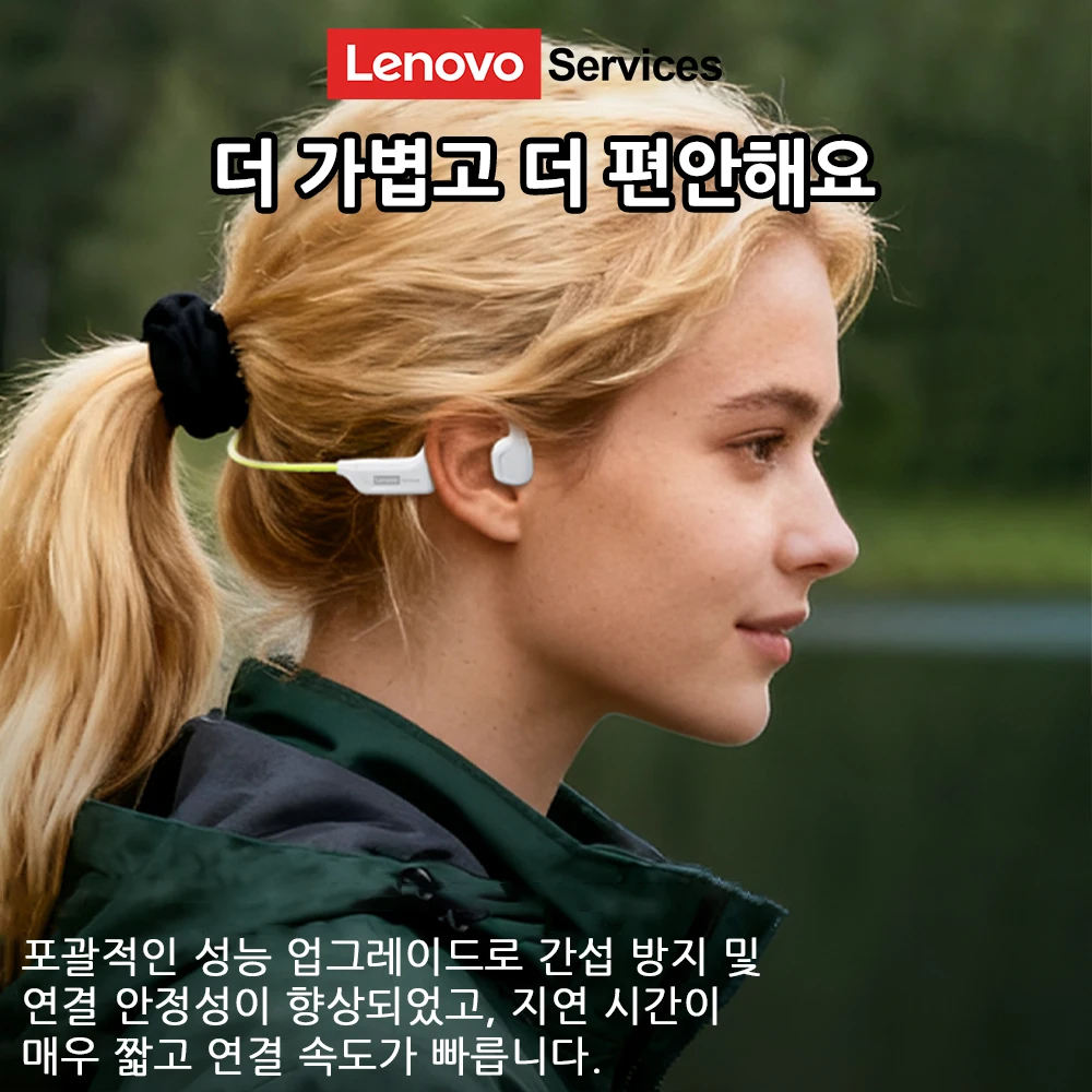 레노버 S102 골전도 이어폰 에어 전도 헤드폰 BT V6.0 무선 스포츠 하이파이 사운드 방수 헤드셋