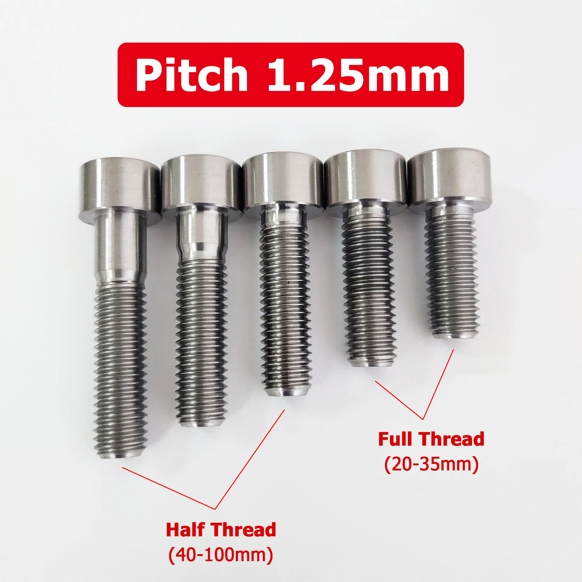 6 Pieces M5x25mm Titanium Taper Allen Hex Socket Cap Head Bolts - Bike Hardware