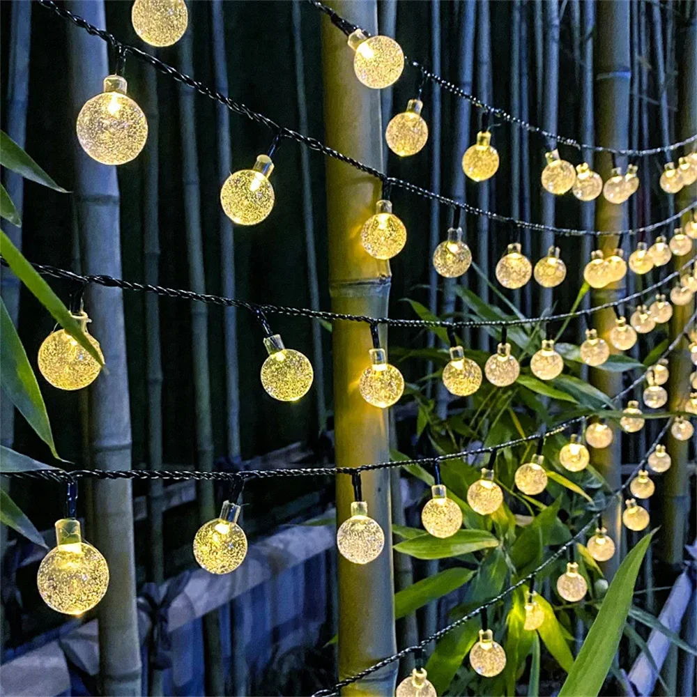 Solar Bubble Balls Lamp String Lights Outdoor Water Drops Outdoor Waterproof Orb Christmas Lights Patio Holiday Party 4