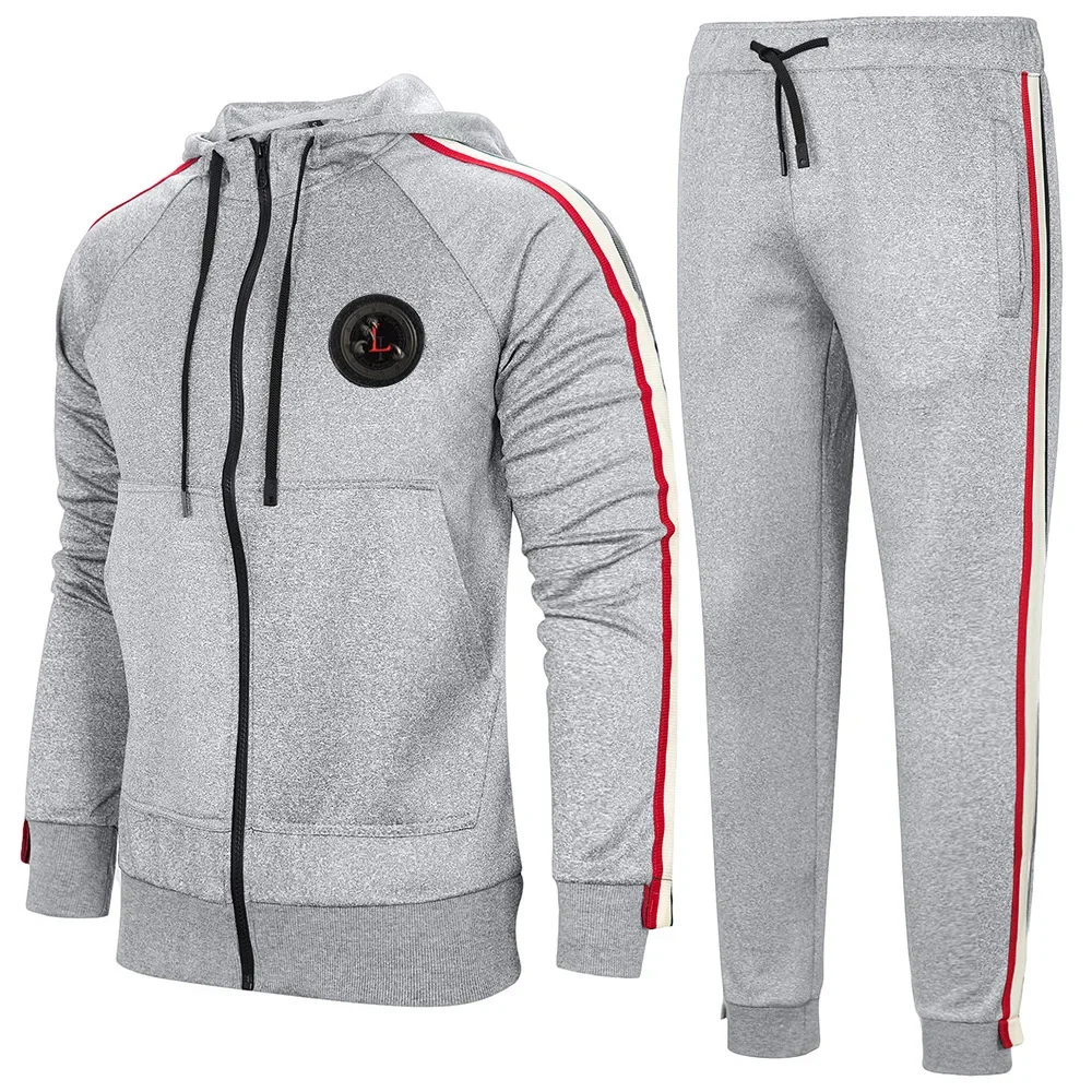 

2023 Autumn Men Tracksuit Casual Set Male Joggers Hooded Sportswear Jackets+Pants 2 Piece Sets Running Breathable Sports Suit