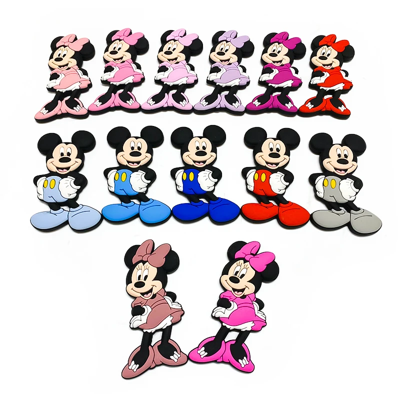 Minnie Mickey Mouse Silicone Teether Baby DIY Pacifier Chain Clips 5pcs