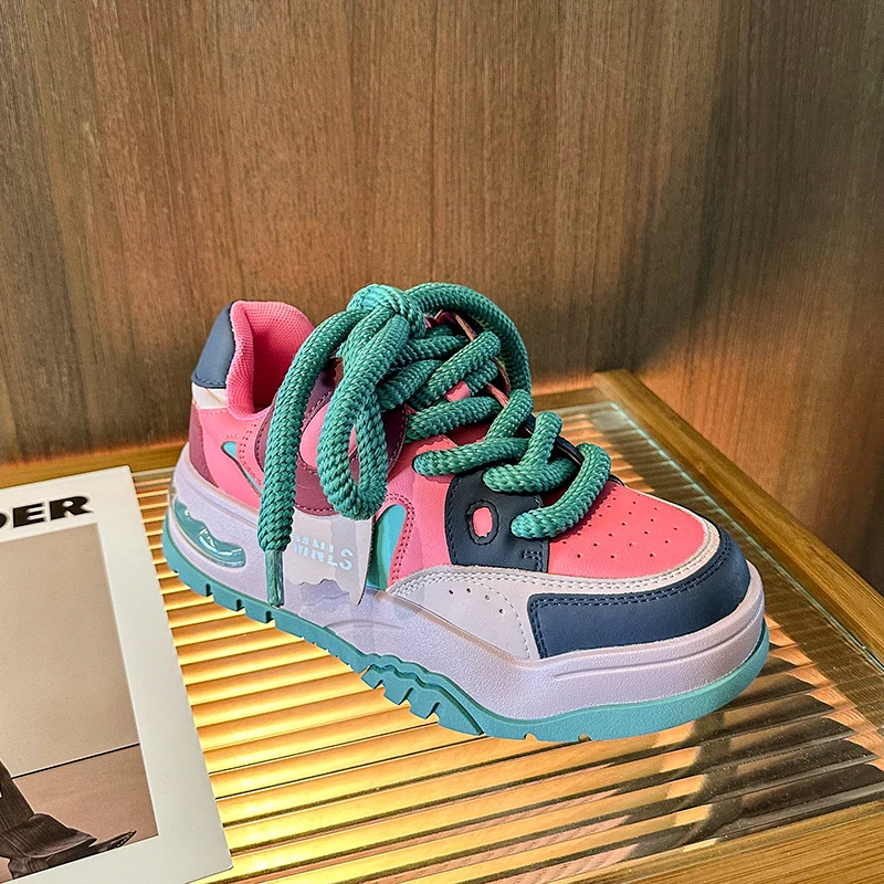 

Женские кроссовки на платформе, повседневная сетчатая обувь, на шнуровке, массивные, модель 2023