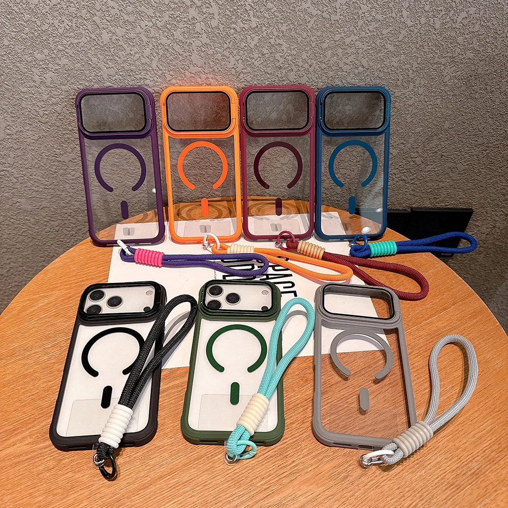 Transparent Magnetic Case with Handstrap and Wireless Charging Support