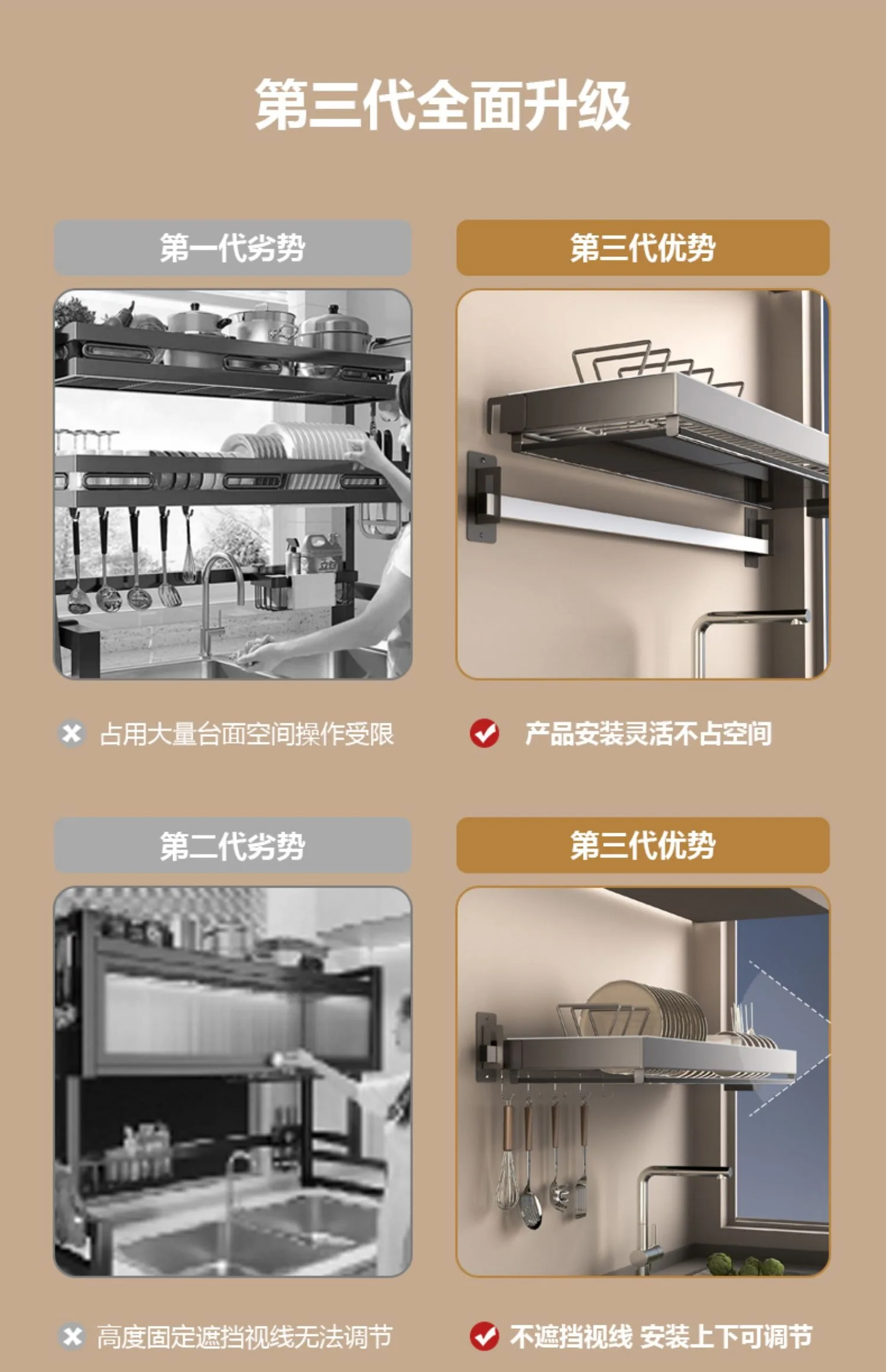 Description Picture 4 of itemKitchen Wall Mounted Dish Drain Rack Dish Sink Dish Sink Above Sink Dish Rack Dish and Chopstick Storage Rack