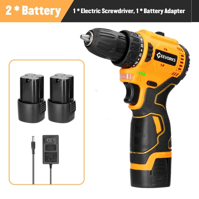 New Cordless Impact Drill Electric Screwdriver Rechargeable Handheld Hammer Drill Power Tool 55 Torque Driver With 2 batteries AliExpress